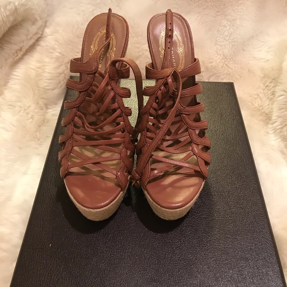 ELIE TAHARI Weaver Espadrille Slide Wedge Sandal